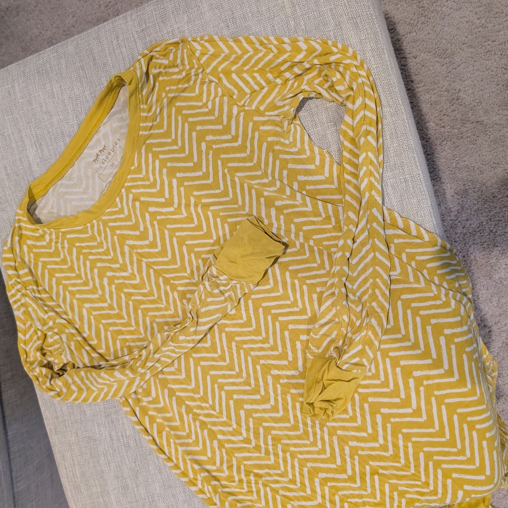 Little Sleepies Yellow and White Chevron Long Sleeve Top